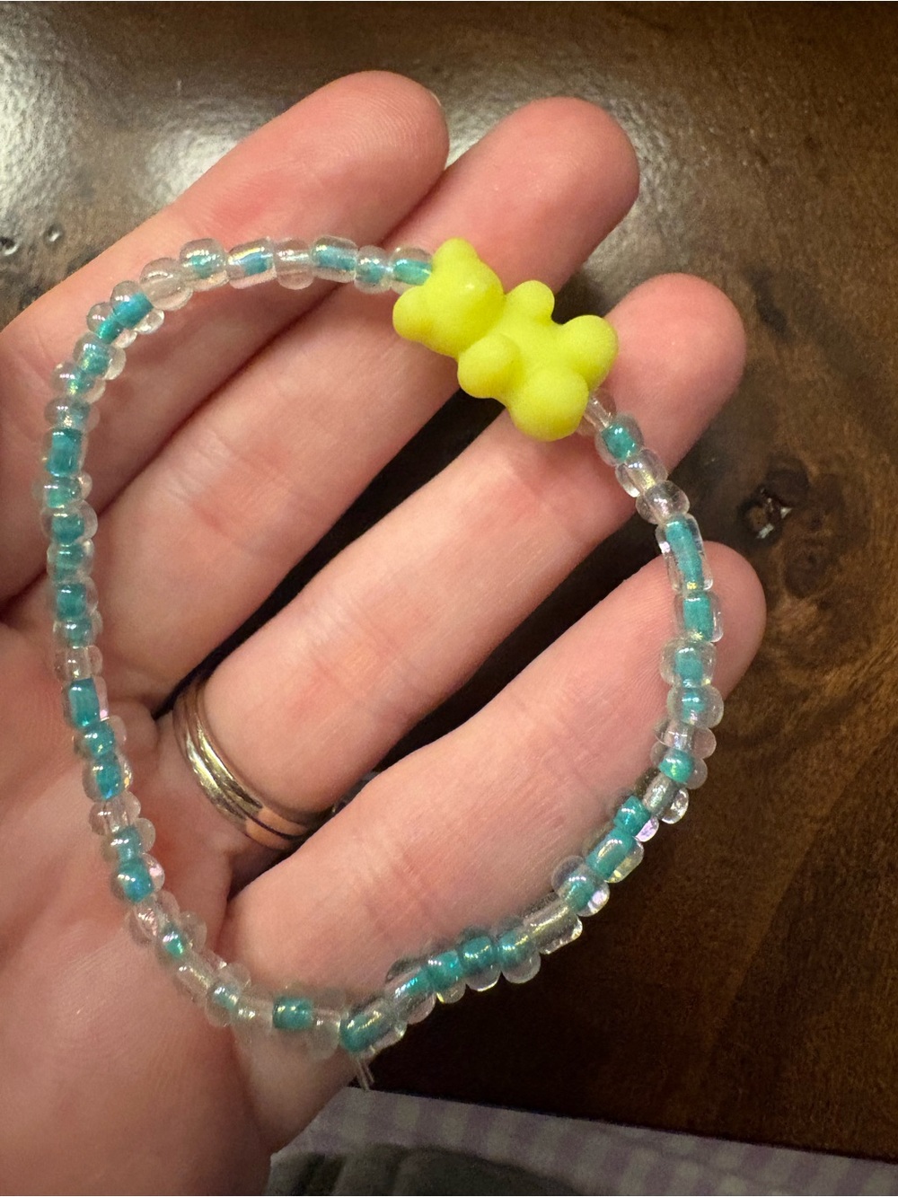 Beaded Stretch Bracelet with Gummy Bear Charm